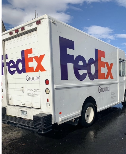 FedEx truck after washing - clean