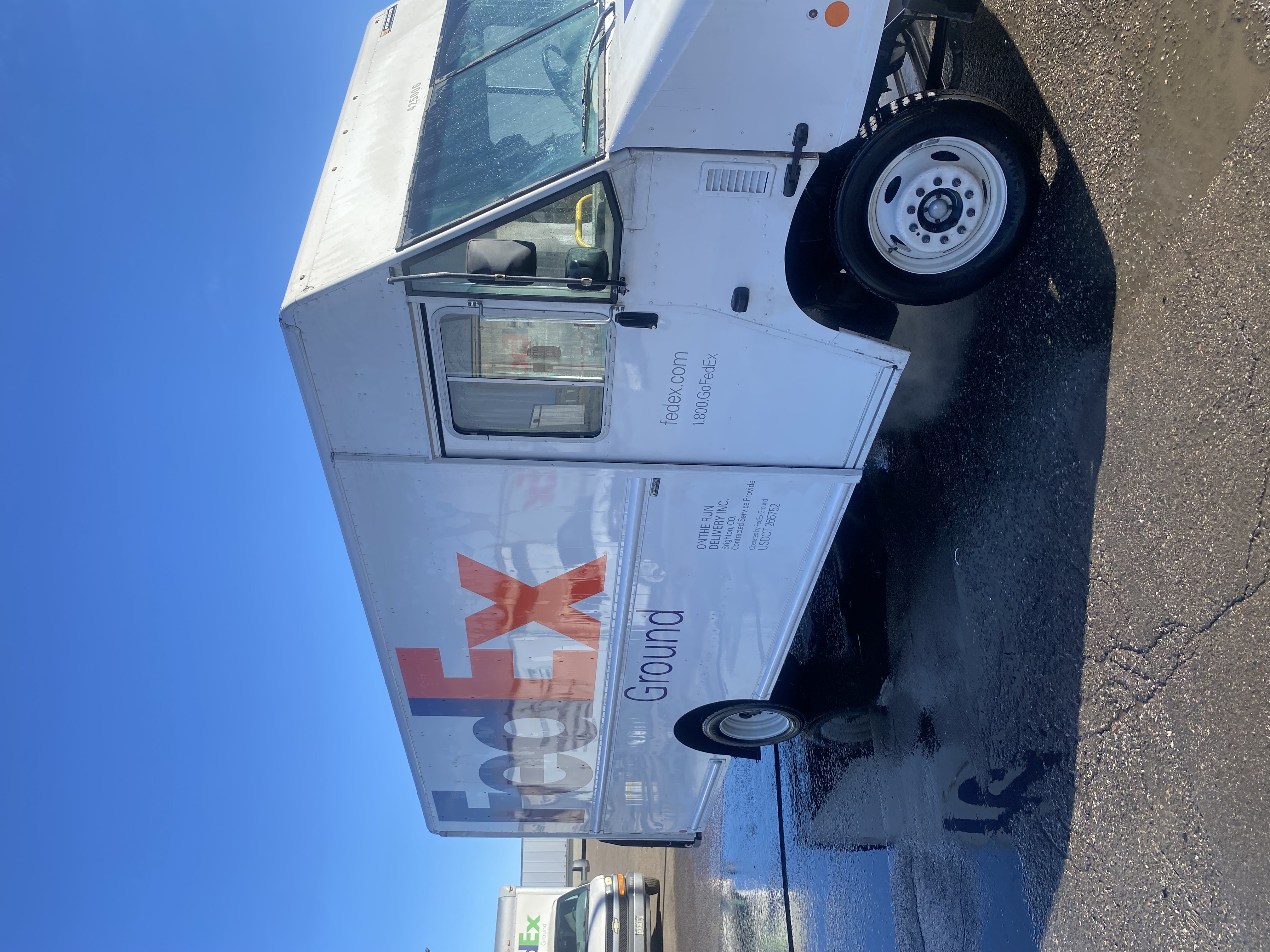 FedEx truck side after washing